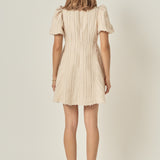 Textured Buttoned Mini Dress