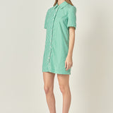 Striped Binded Wide Sleeve Mini Dress