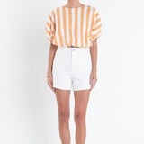 Striped Blouson Top