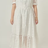 Plus Size Gridded Organza Tiered Maxi Dress