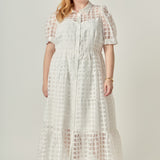 Plus Size Gridded Organza Tiered Maxi Dress