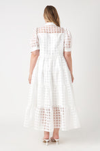 Load image into Gallery viewer, Gridded Organza Tiered Maxi Dress
