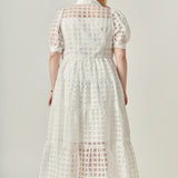 Plus Size Gridded Organza Tiered Maxi Dress