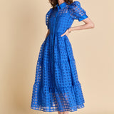 Gridded Organza Tiered Maxi Dress