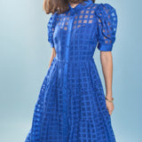 Gridded Organza Tiered Maxi Dress