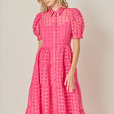 Gridded Organza Tiered Maxi Dress