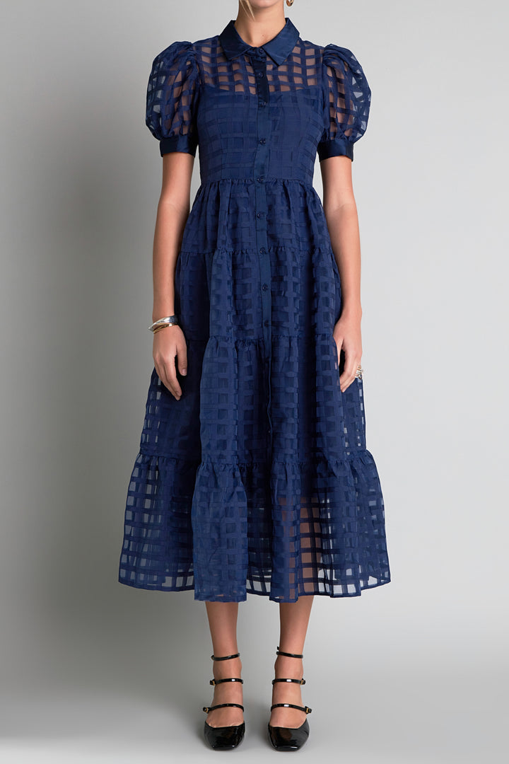 Embroidered Organza Tiered Dress main image 1