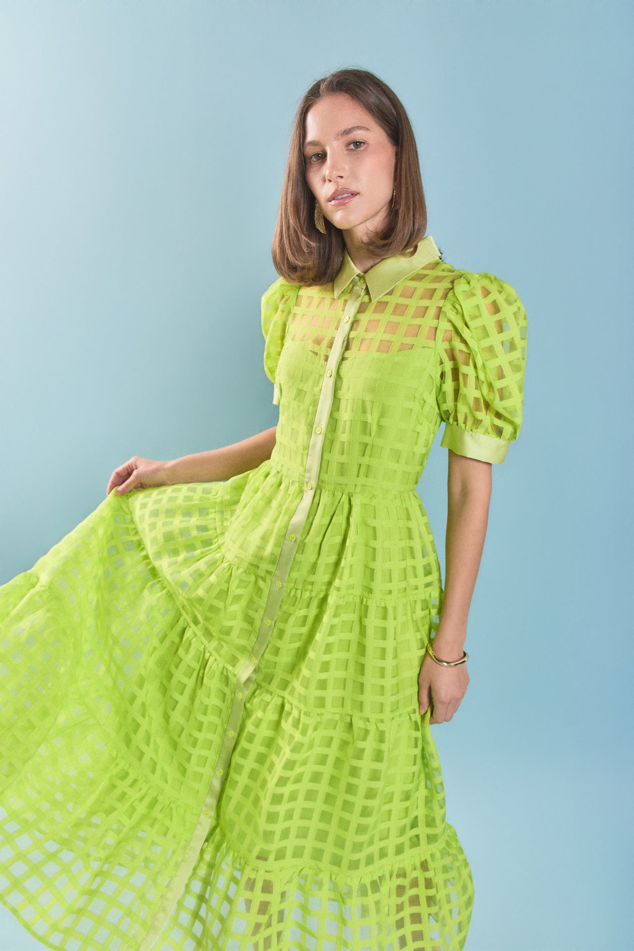 english factory gridded organza dress English Factory