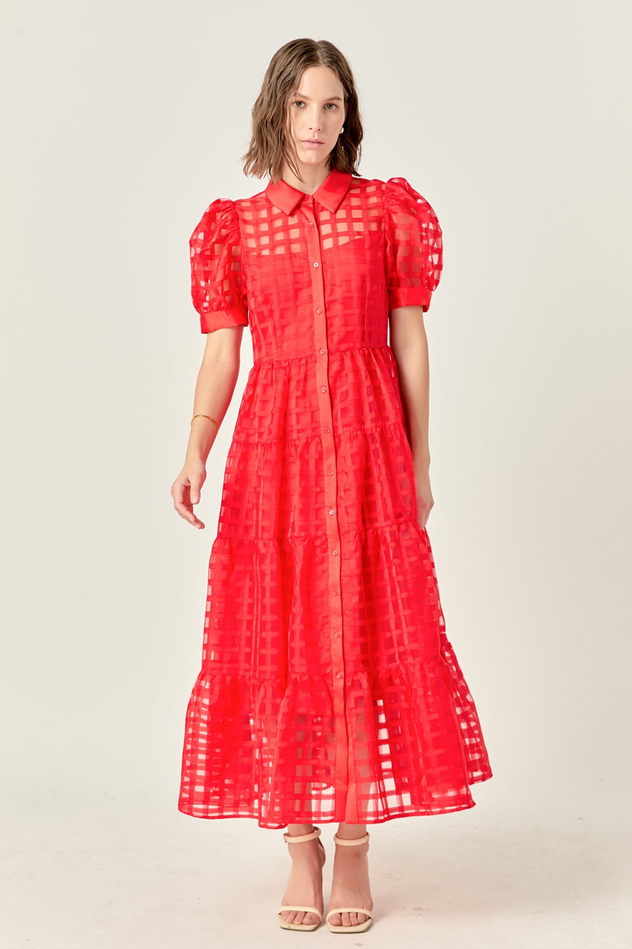 english factory women's gridded organza tiered maxi dress English Factory Women's Gridded Organza Tiered Maxi Dress, Bordeaux, XS at Amazon Women's Clothing store