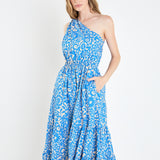 One Shoulder Print Maxi Dress