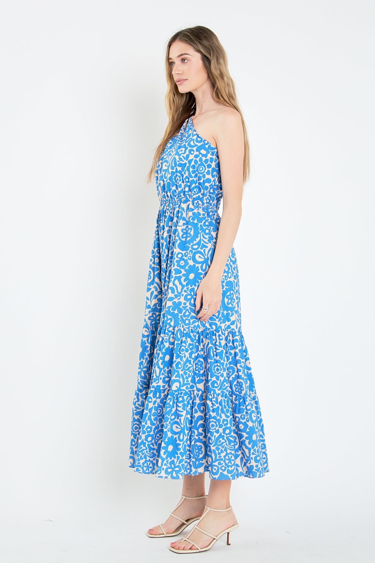 One Shoulder Print Maxi Dress – English Factory