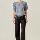 Print Puff Sleeve Top
