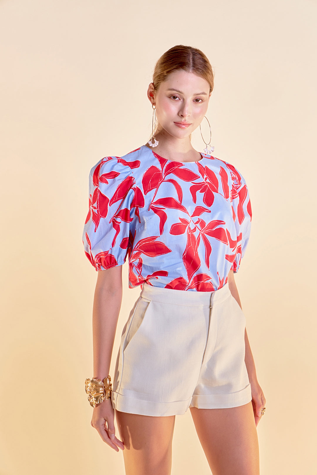 America Graphic Puff Sleeve Top