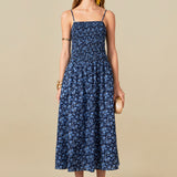 Floral Print Smocked Midi Dress