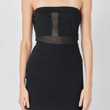 Strapless Mesh Mini Dress