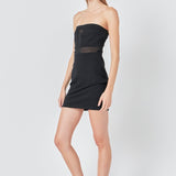 Strapless Mesh Mini Dress
