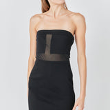 Strapless Mesh Mini Dress