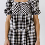 Gingham Half Puff Sleeve Baby Dress- Sold Out