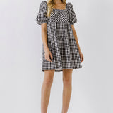 Gingham Half Puff Sleeve Baby Dress- Sold Out