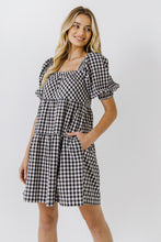 Load image into Gallery viewer, Gingham Half Puff Sleeve Baby Dress
