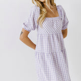 Gingham Half Puff Sleeve Baby Dress- Sold Out