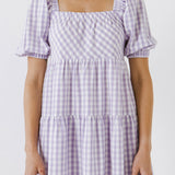Gingham Half Puff Sleeve Baby Dress- Sold Out