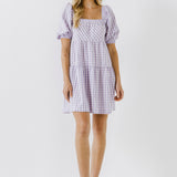 Gingham Half Puff Sleeve Baby Dress- Sold Out