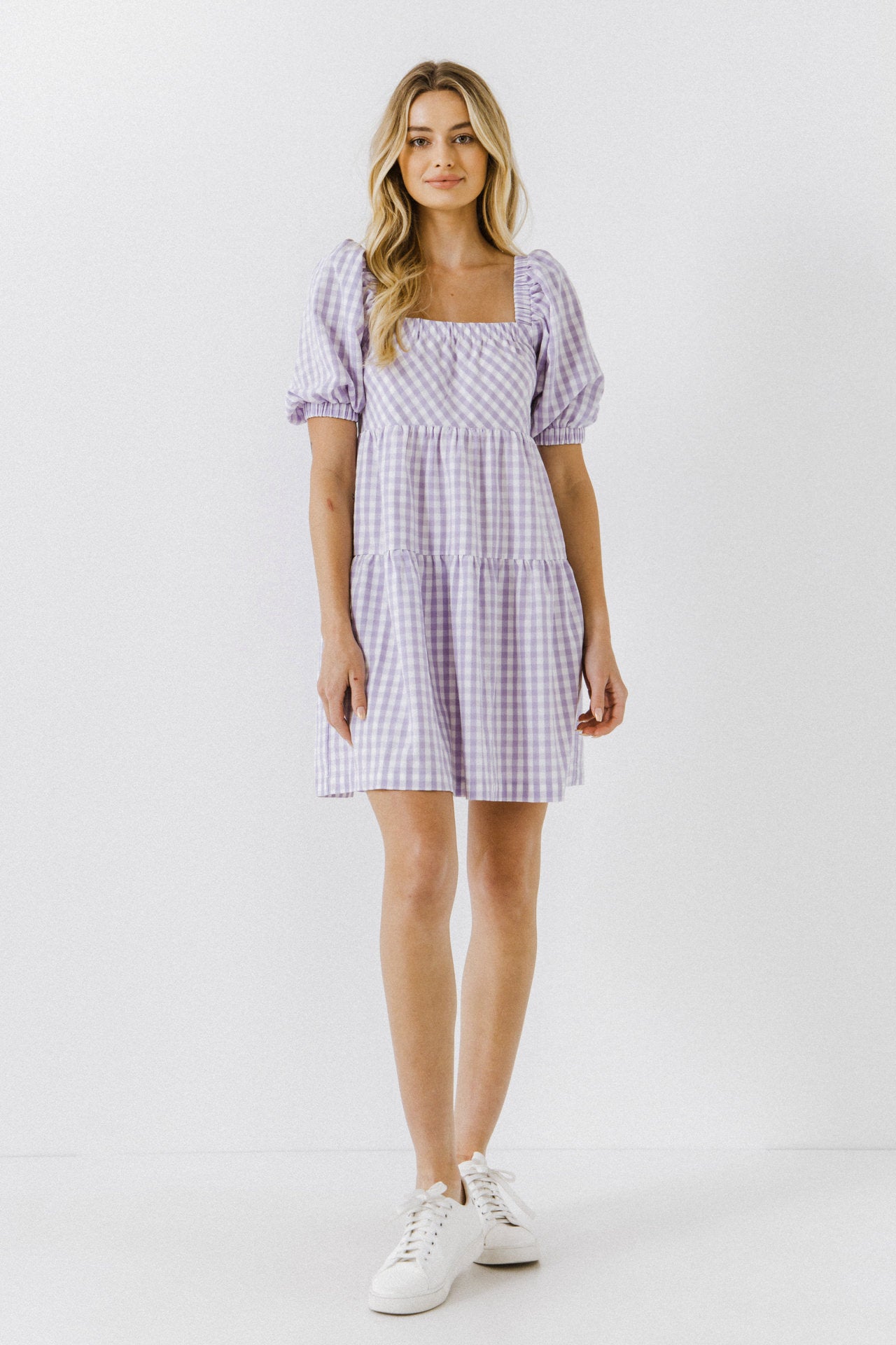 Gingham Half Puff Sleeve Baby Dress- Sold Out