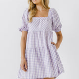 Gingham Half Puff Sleeve Baby Dress- Sold Out