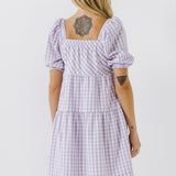 Gingham Half Puff Sleeve Baby Dress- Sold Out