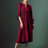 Textured Gridded Chiffon Dress