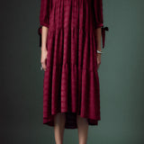 Textured Gridded Chiffon Dress
