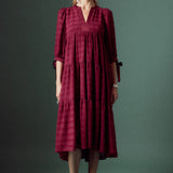 Textured Gridded Chiffon Dress