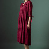 Textured Gridded Chiffon Dress