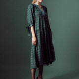 Textured Gridded Chiffon Dress