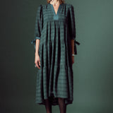 Textured Gridded Chiffon Dress