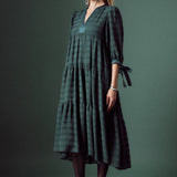 Textured Gridded Chiffon Dress