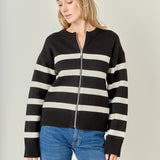 Zip Up Striped Sweater