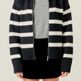 Zip Up Striped Sweater