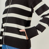 Zip Up Striped Sweater