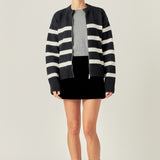 Zip Up Striped Sweater