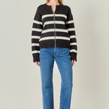 Zip Up Striped Sweater