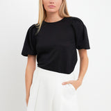 Pleated Shoulder Knit Top