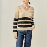Striped Cable Knit Sweater