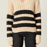 Striped Cable Knit Sweater