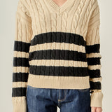 Striped Cable Knit Sweater