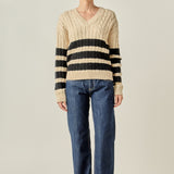 Striped Cable Knit Sweater