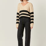 Striped Cable Knit Sweater