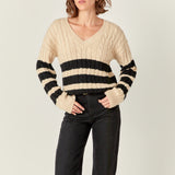 Striped Cable Knit Sweater