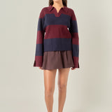 Striped Collared Knit Sweater